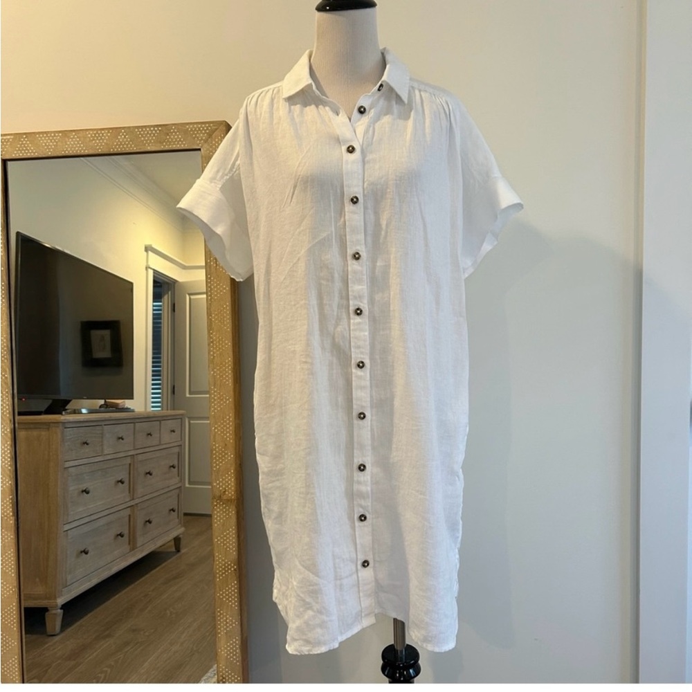 J Crew Relaxed Fit Short Sleeved bait McNutt Irish Linen Shirt Dress S